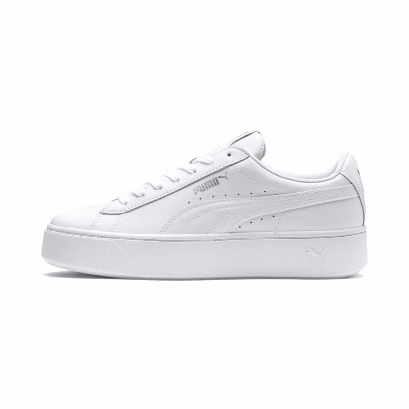 Basket Puma Vikky Stacked Femme Blanche/Blanche Soldes 673CWIDJ
